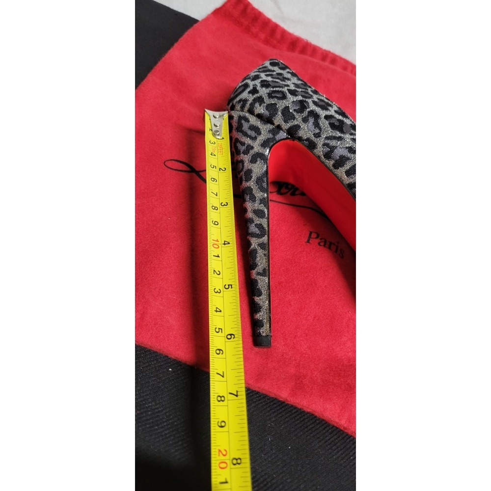 Silver And Black Animal Print Christian Louboutin Canvas Platform Pumps Size 40 - Picture 10 of 12